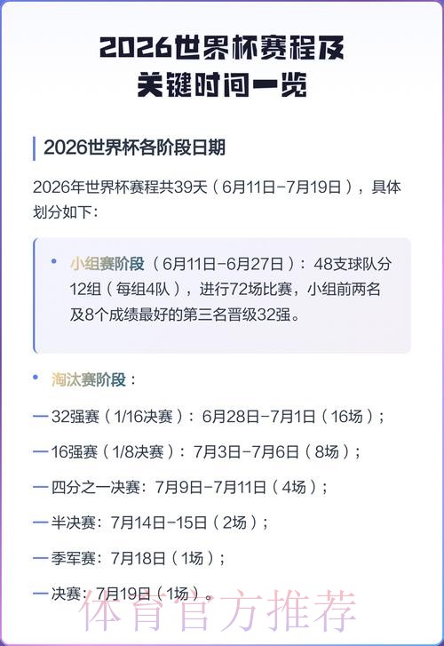2026世界杯比赛时间一览赛事详情查询入口