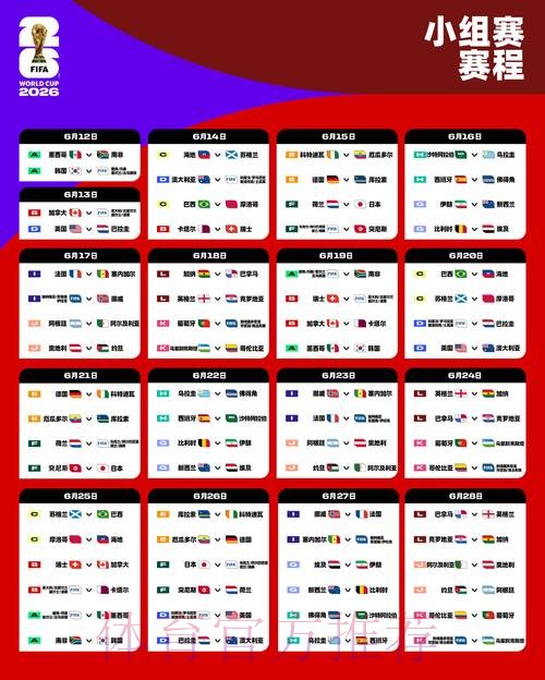 2026世界杯每日赛程一览比赛时间表查询入口